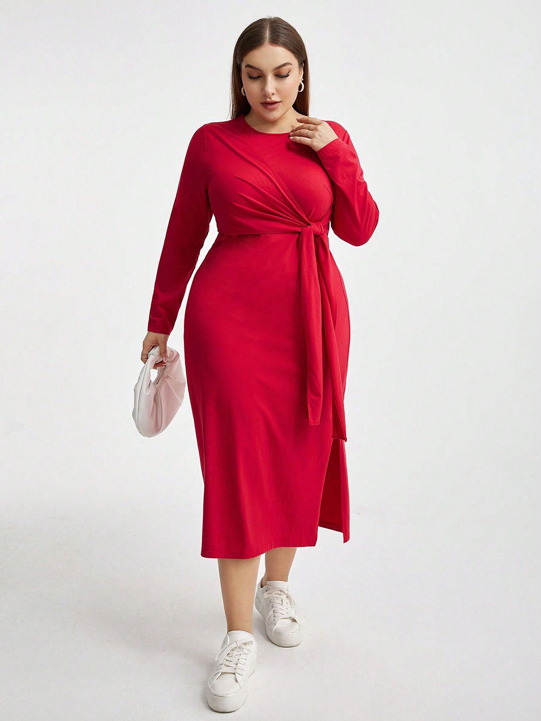 

DressBerry Curve Plus Size Sheath Midi Dress, Red