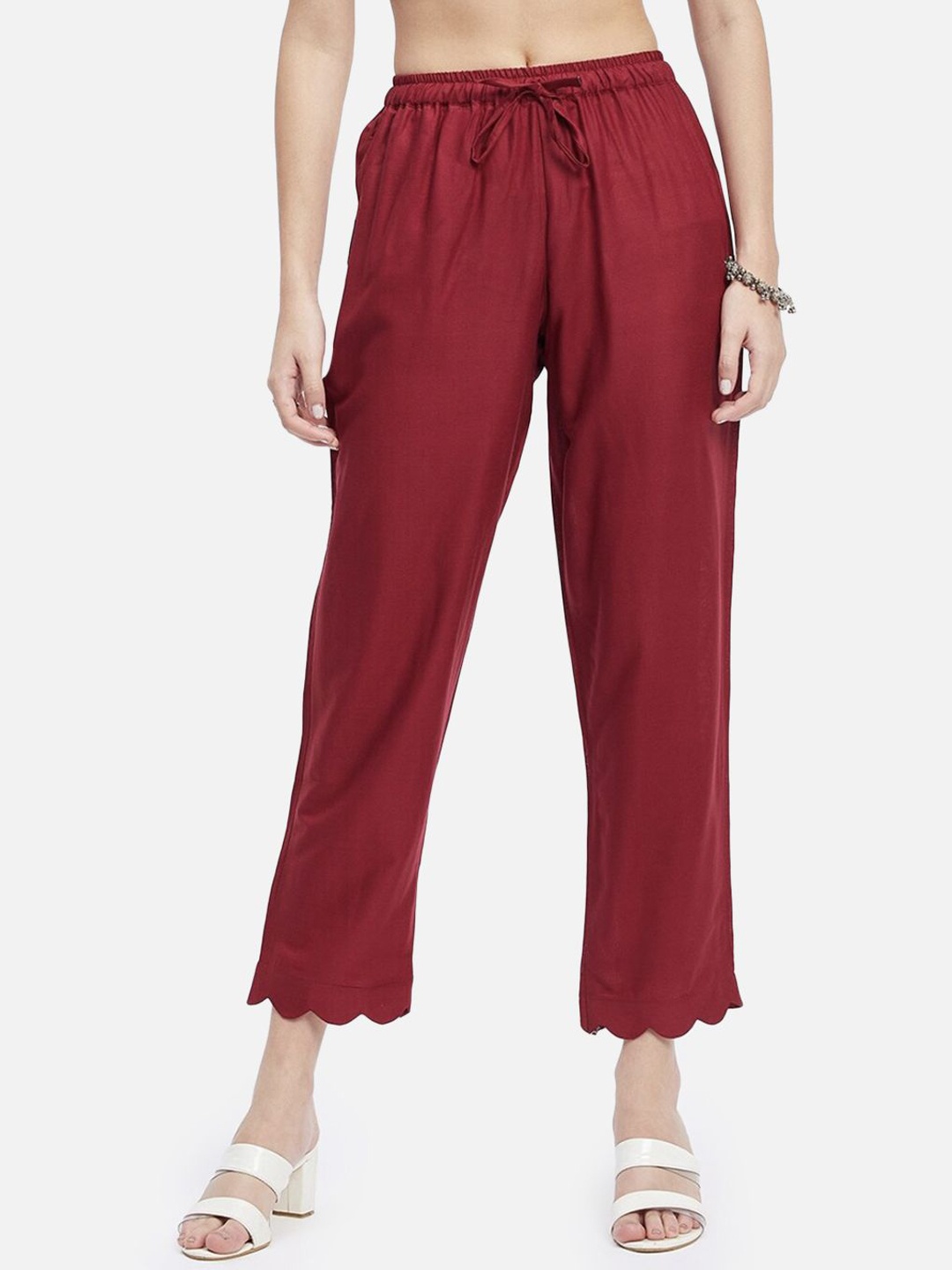 

Moda Rapido Women Smart Tapered Fit Trousers, Maroon