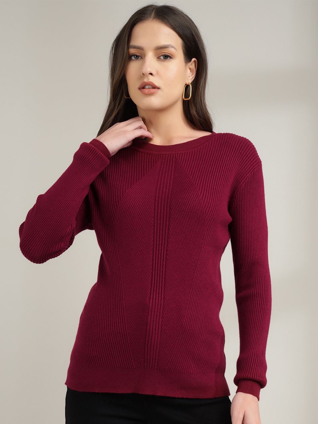 

Xpose Women Ribbed Pullover Sweater, Burgundy