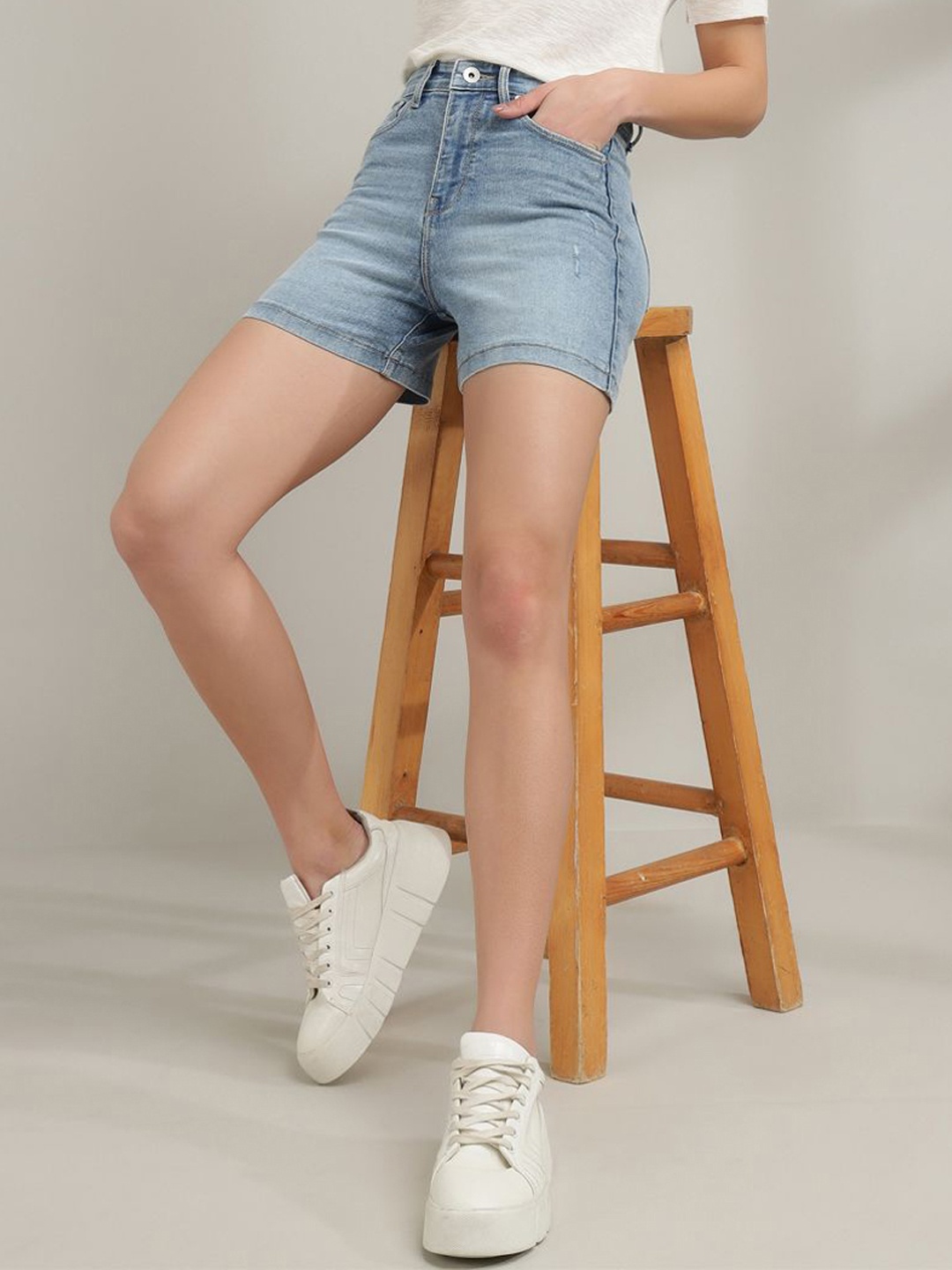 

Xpose Women High-Rise Denim Shorts, Blue