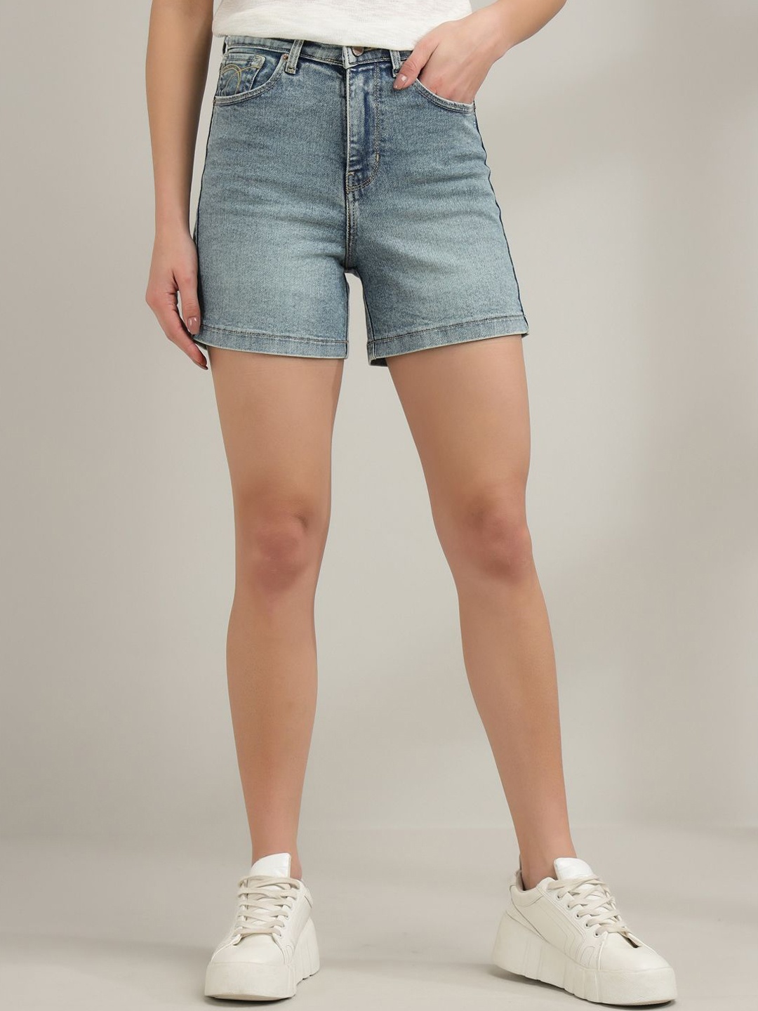 

Xpose Women High-Rise Denim Shorts, Blue