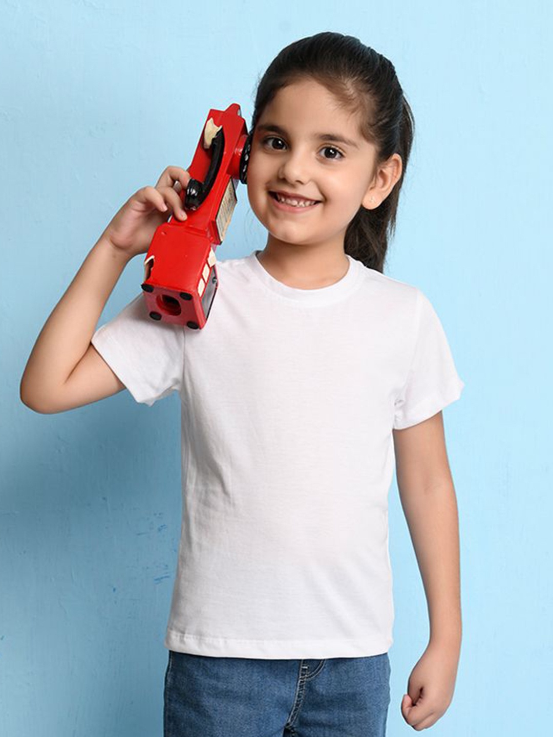 

NUSYL Pack of 2 Girls White Solid Half Sleeve T-Shirts