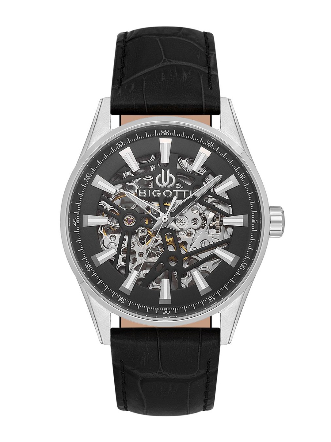 

BIGOTTI Men Patterned Dial & Leather Straps Analogue Watch BG.1.10595-2, Black