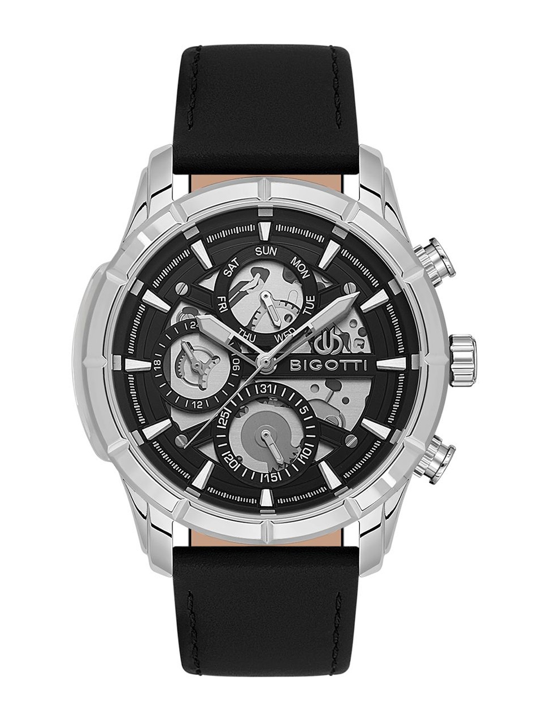 

BIGOTTI Men Dial & Leather Straps Analogue Watch BG.1.10579-2, Black