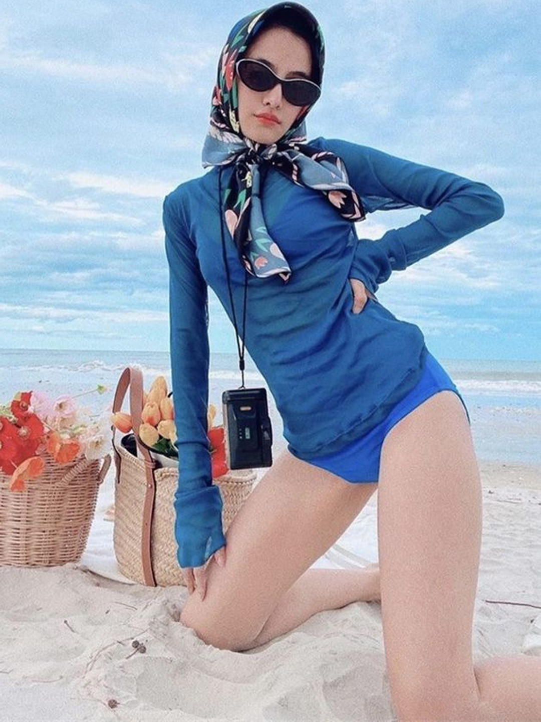 

LULU & SKY Shoulder Straps Cover Up Set, Blue