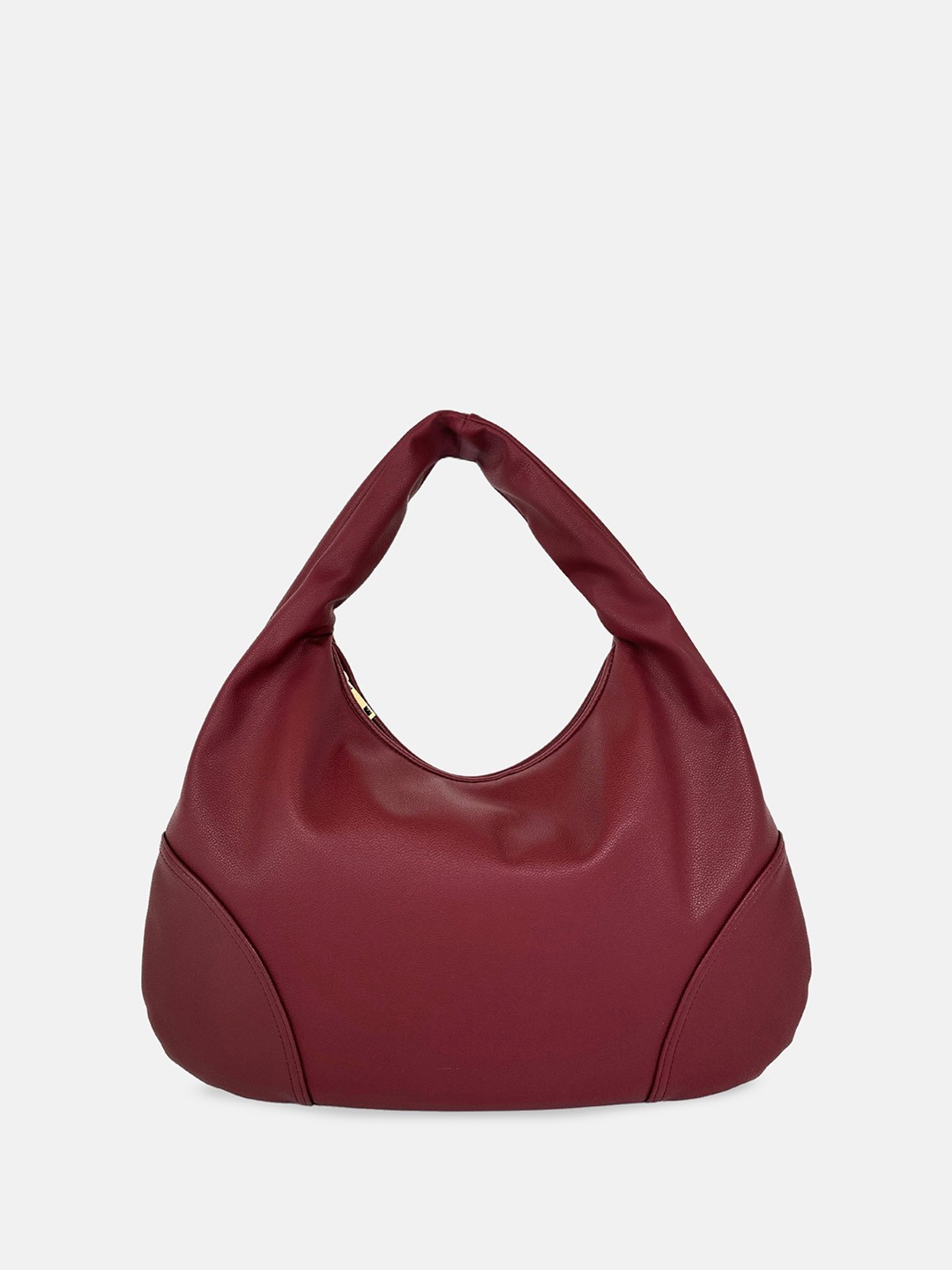 

LA ELLORE PU Structured Shoulder Bag with Fringed, Maroon