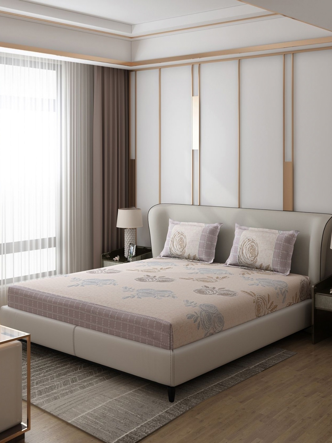

Monte Carlo Essence Beige & Blue Ethnic Motifs 130 TC King Bedsheet with 2 Pillow Covers