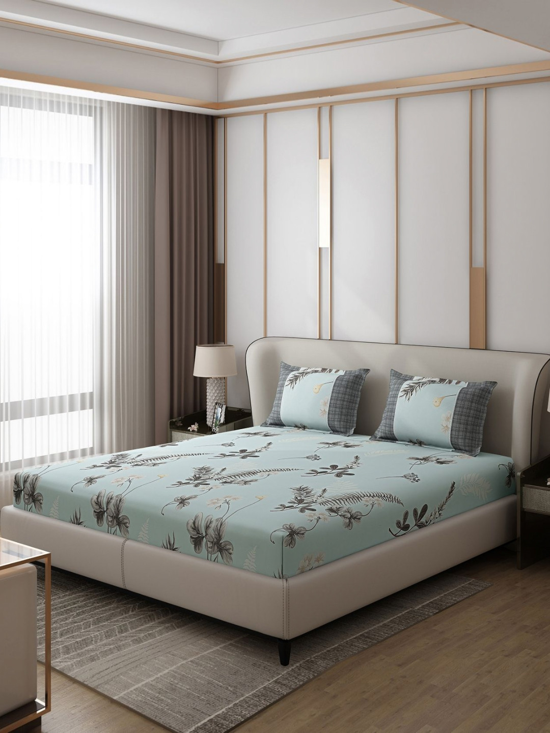 

Monte Carlo Vibrant Blue & Grey Ethnic Motifs 130 TC Queen Bedsheet with 2 Pillow Covers