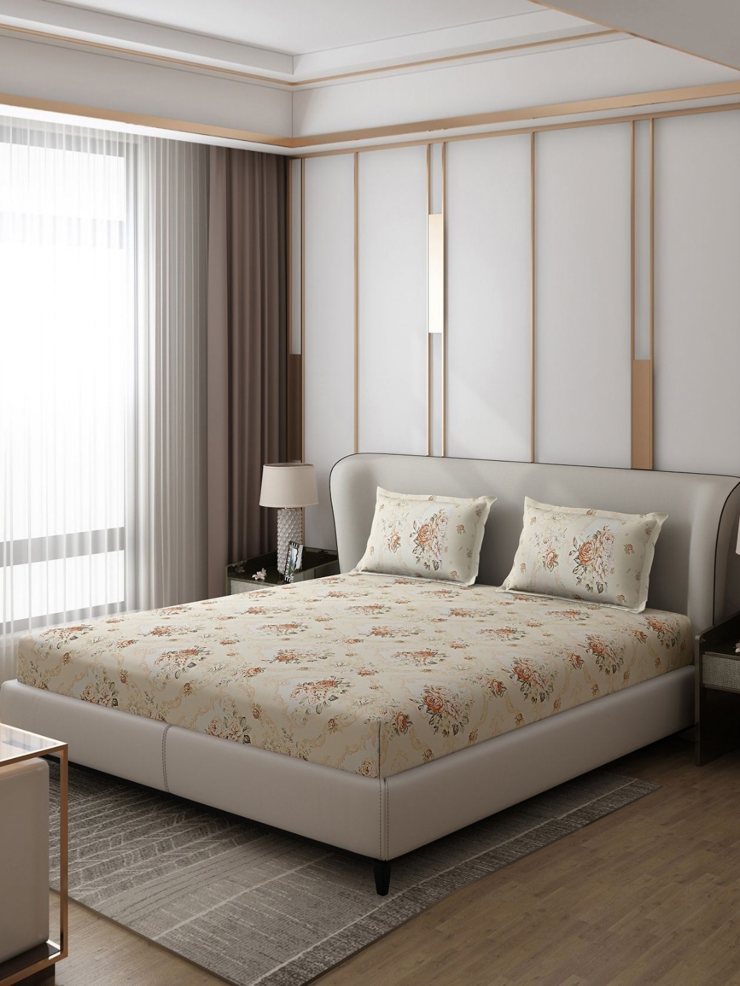 

Monte Carlo Vibrant Beige & Brown Ethnic Motifs 130 TC Queen Bedsheet with 2 Pillow Covers
