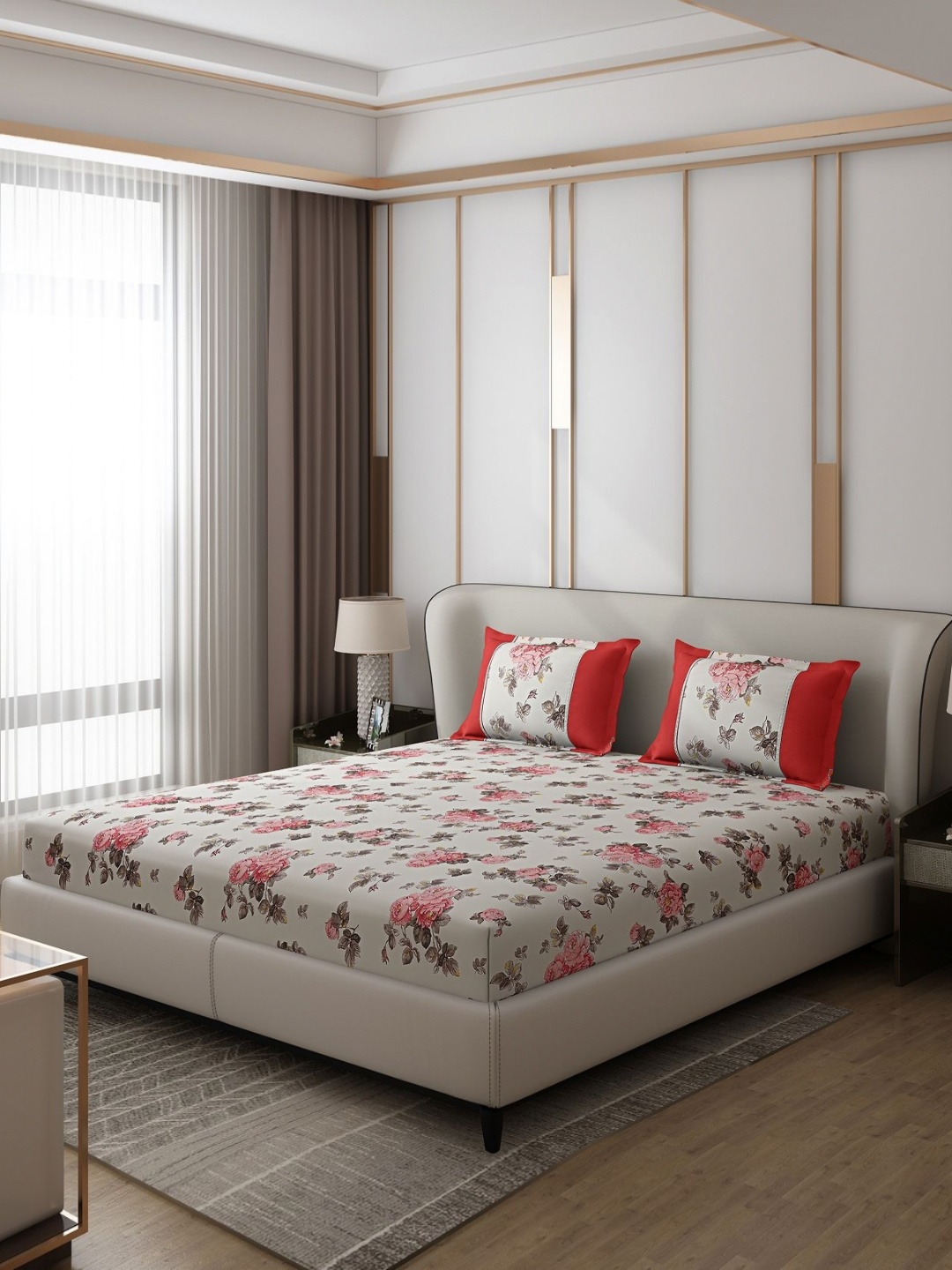 

Monte Carlo Vibrant Red & Black Ethnic Motifs 130 TC Queen Bedsheet with 2 Pillow Covers