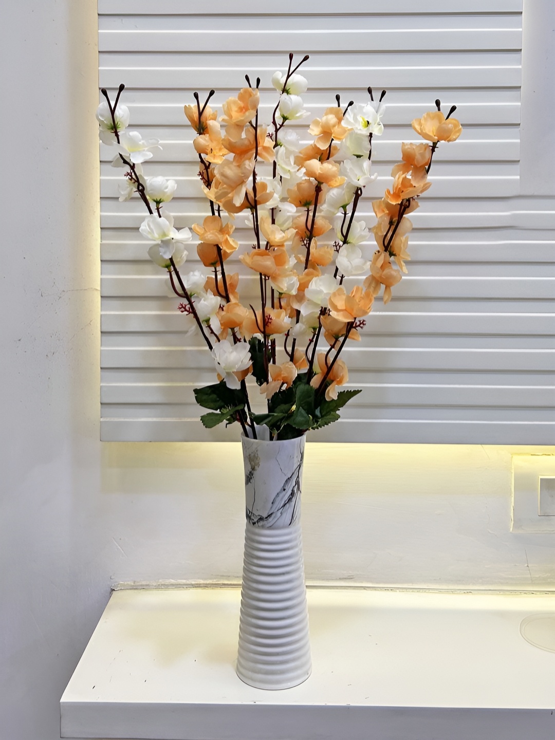 

ARTSY Cream-Coloured & Orange Cherry Blossom Artificial Flower