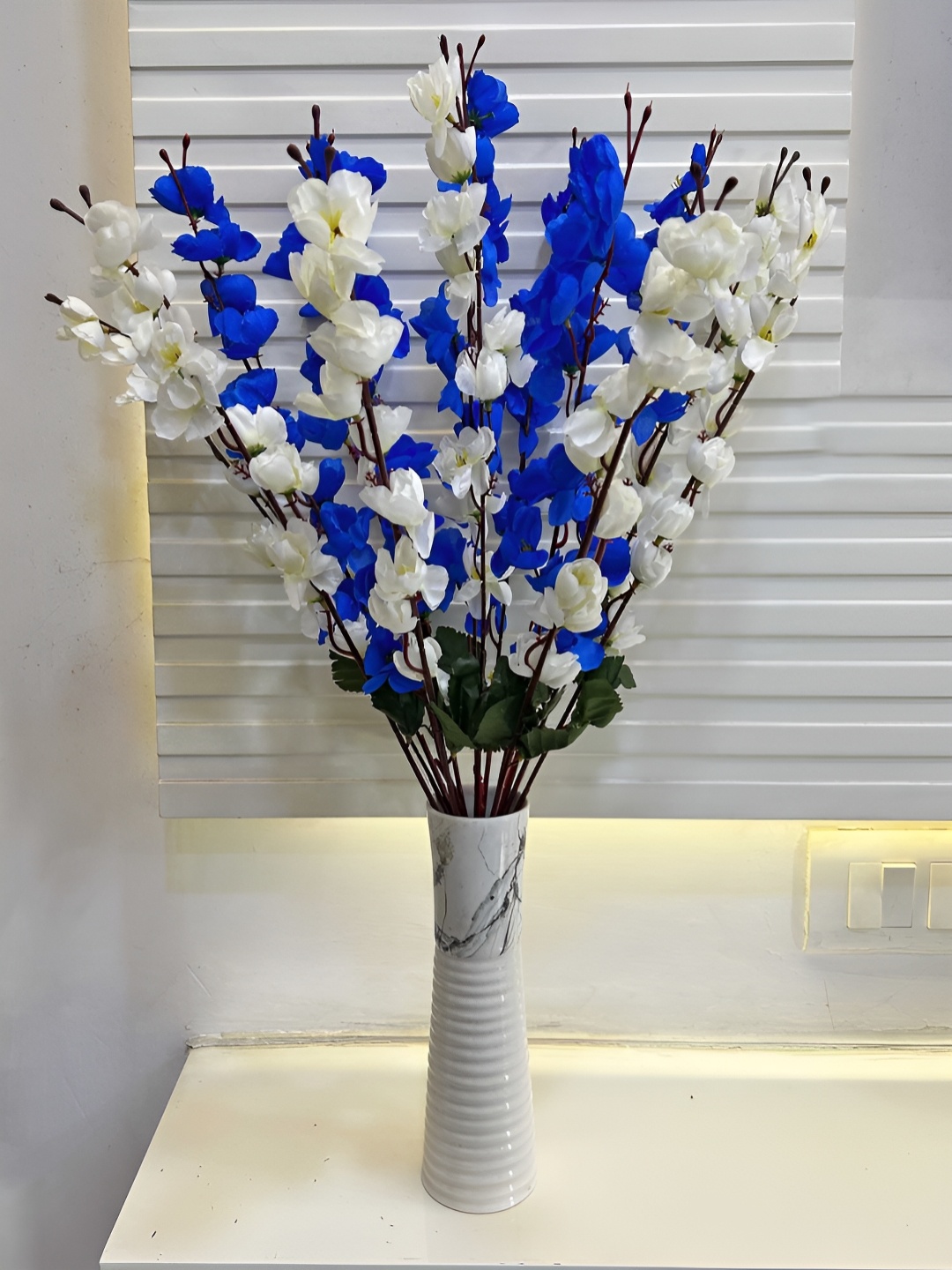 

ARTSY Blue & White 2 Pieces Cherry Blossom Artificial Flowers