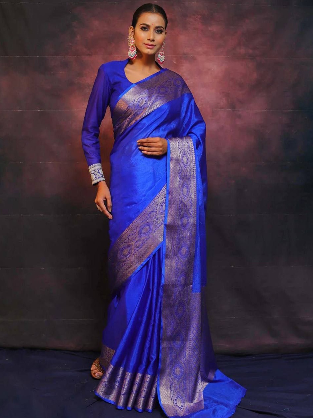 

Miss Beelee Woven Design Zari Banarasi Saree, Blue