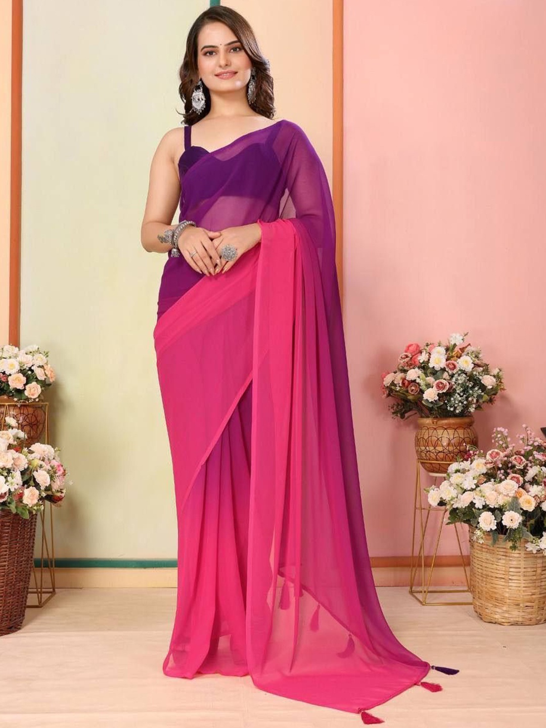 

Miss Beelee Ombre Dyed Ready to Wear Saree, Purple