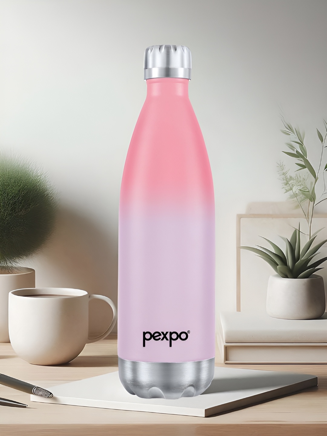 

Pexpo Purple & Pink Colourblocked Stainless Steel Double Wall Vacuum Water Bottle 1L