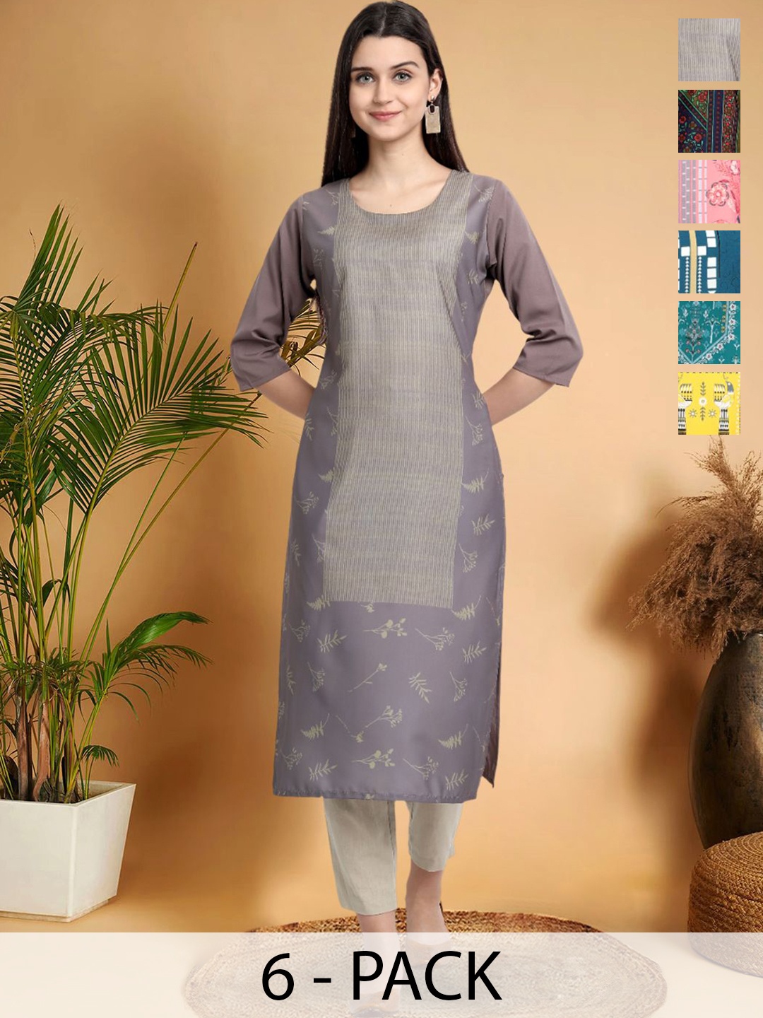 

7Threads Women Ethnic Motifs Printed Thread Work Floral Crepe Kurta, Multi