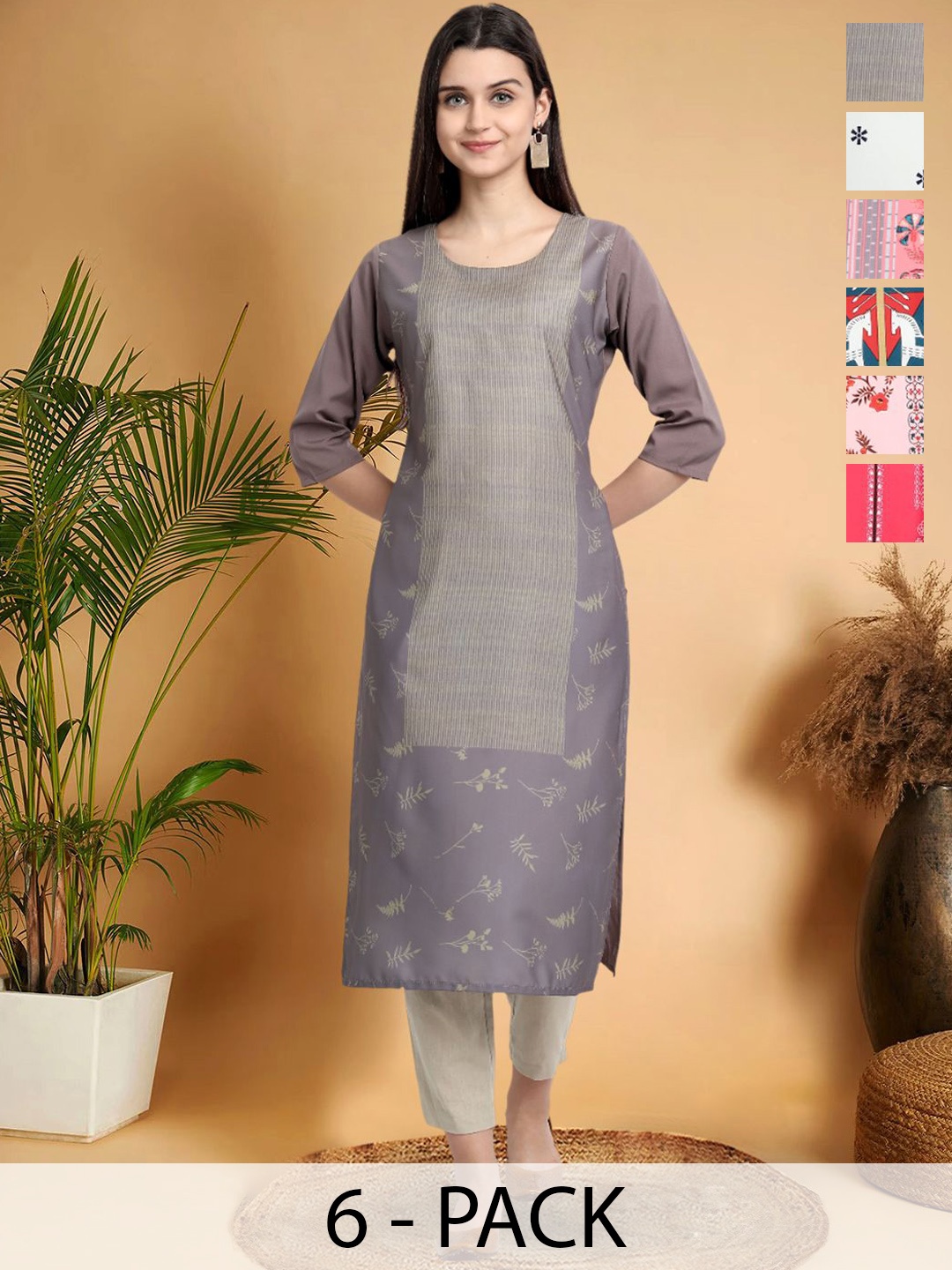 

7Threads Ethnic Motifs Printed Thread Work Floral Crepe Kurta, Multi