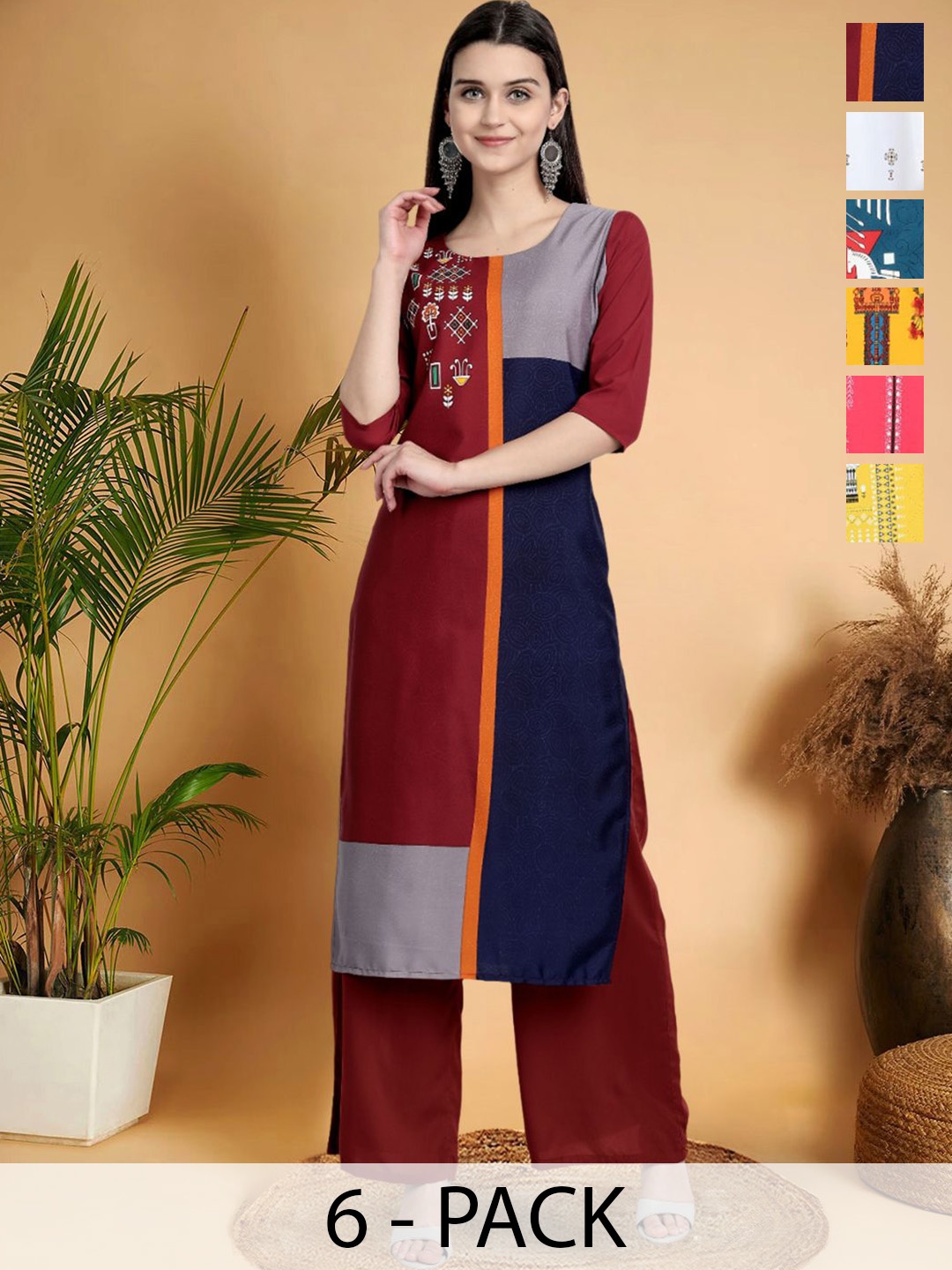 

7Threads Ethnic Motifs Printed Floral Crepe Straight Kurta, Multi
