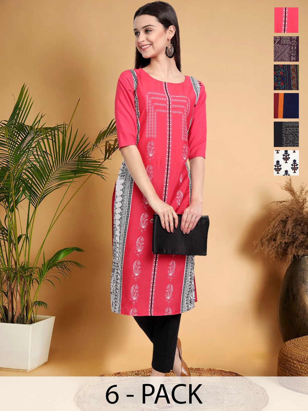 

7Threads Ethnic Motifs Printed Thread Work Straight Kurta, Multi