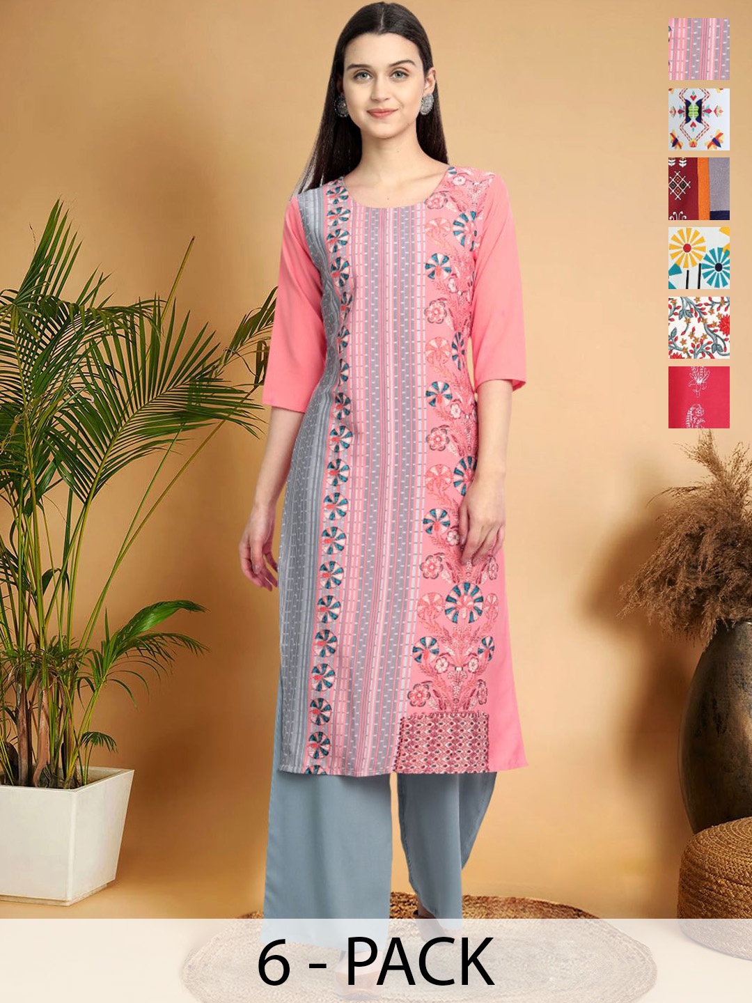 

7Threads Women Ethnic Motifs Printed Thread Work Crepe Kurta, Multi