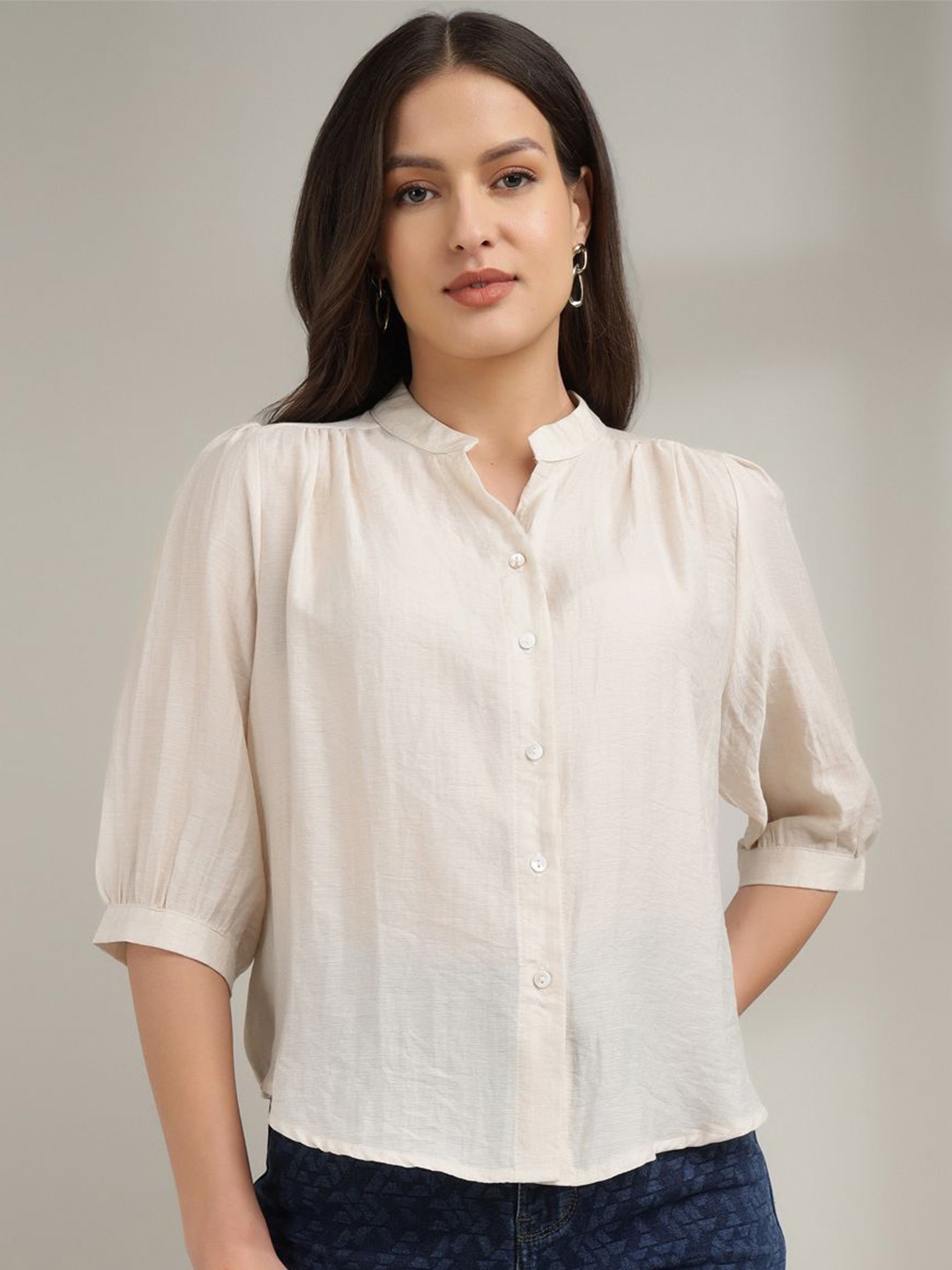 

Xpose Women Solid Comfort Boxy Fit Casual Shirt, White