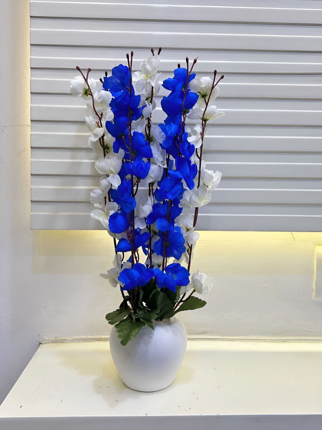 

ARTSY Blue & White Cherry Blossom Artificial Flower With Pot