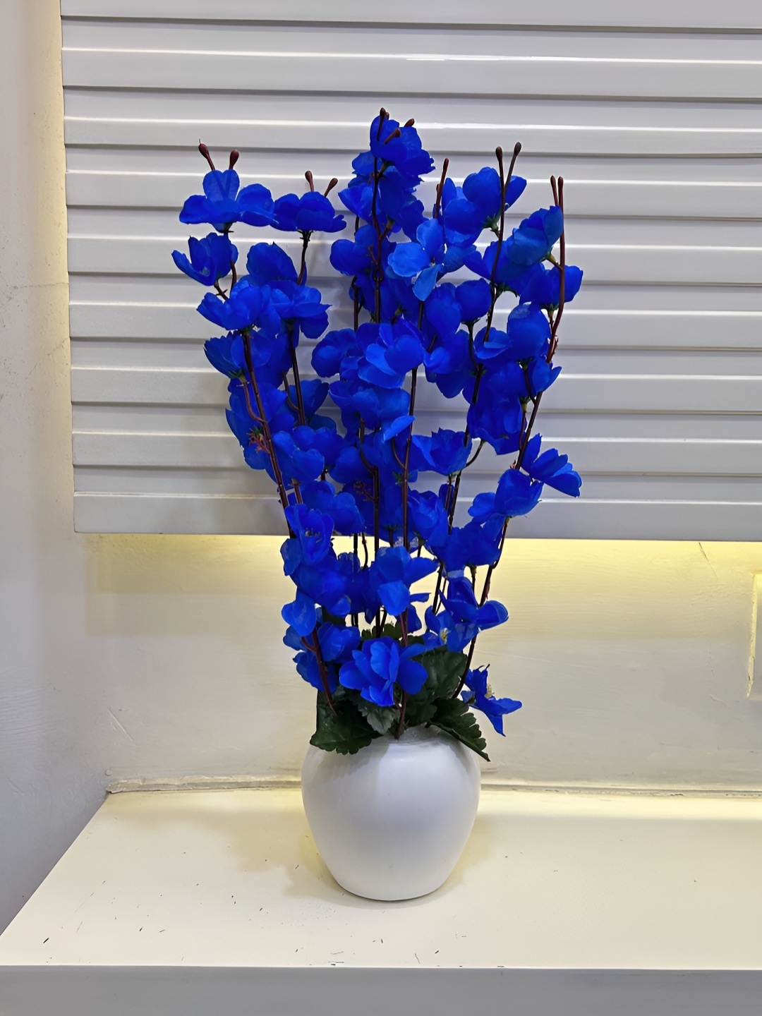 

ARTSY Blue & Green Cherry Blossom Artificial Flower With Pot
