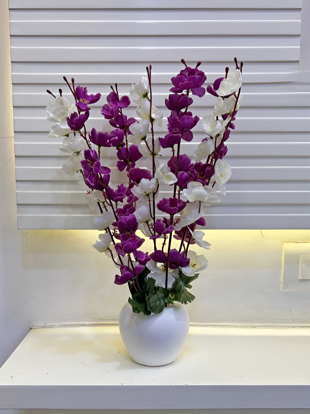 

ARTSY Purple & White Cherry Blossom Artificial Flower With Pot