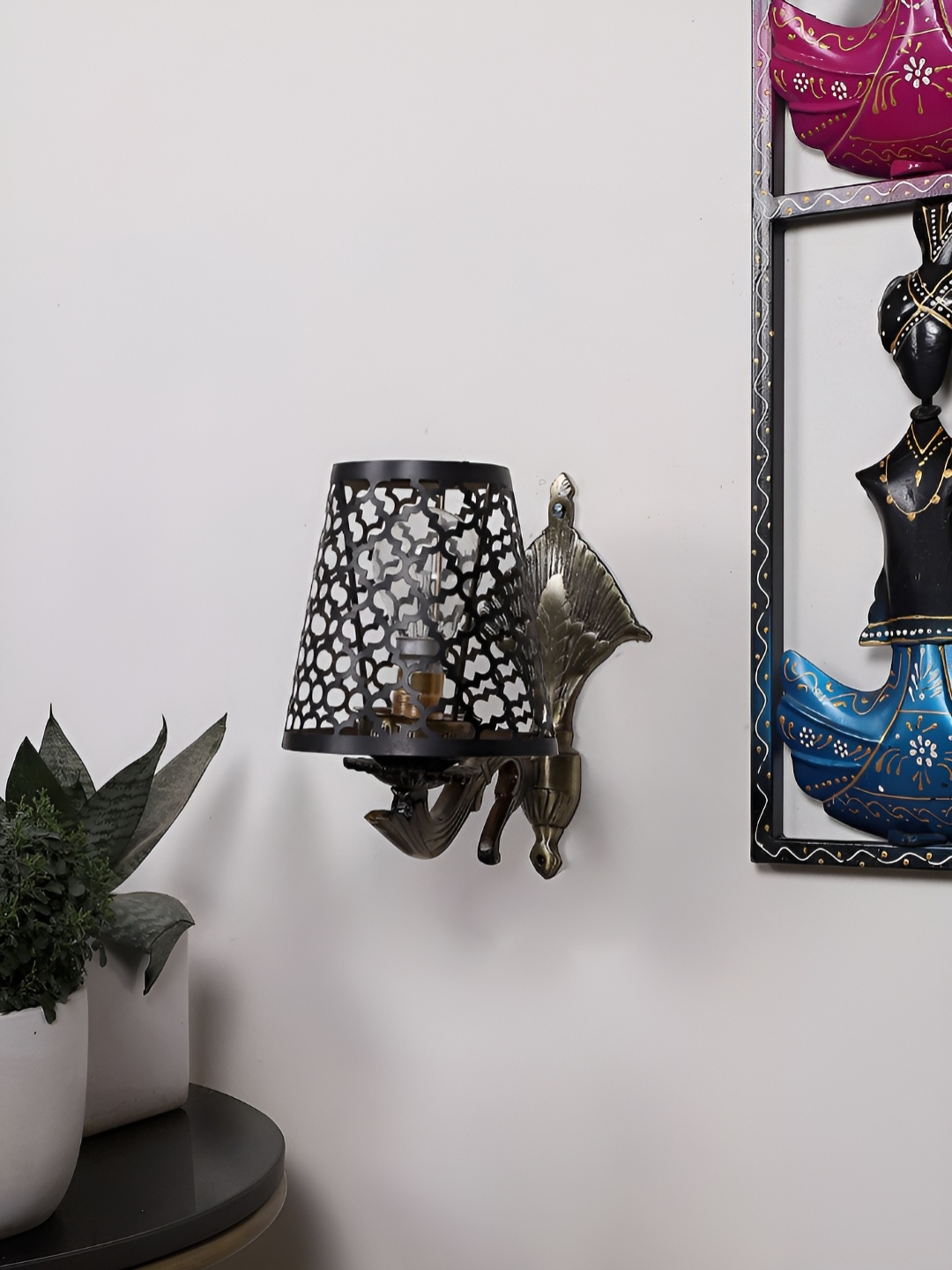 

Aura Black & Copper-Toned Metal Frustum Shaped Wall Lamp