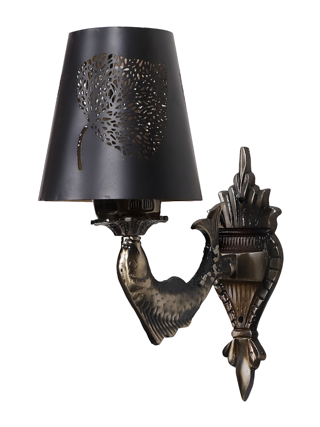 

Aura Gold-Toned & Black Metal Traditional Cylinder Shaped Wall Lamp