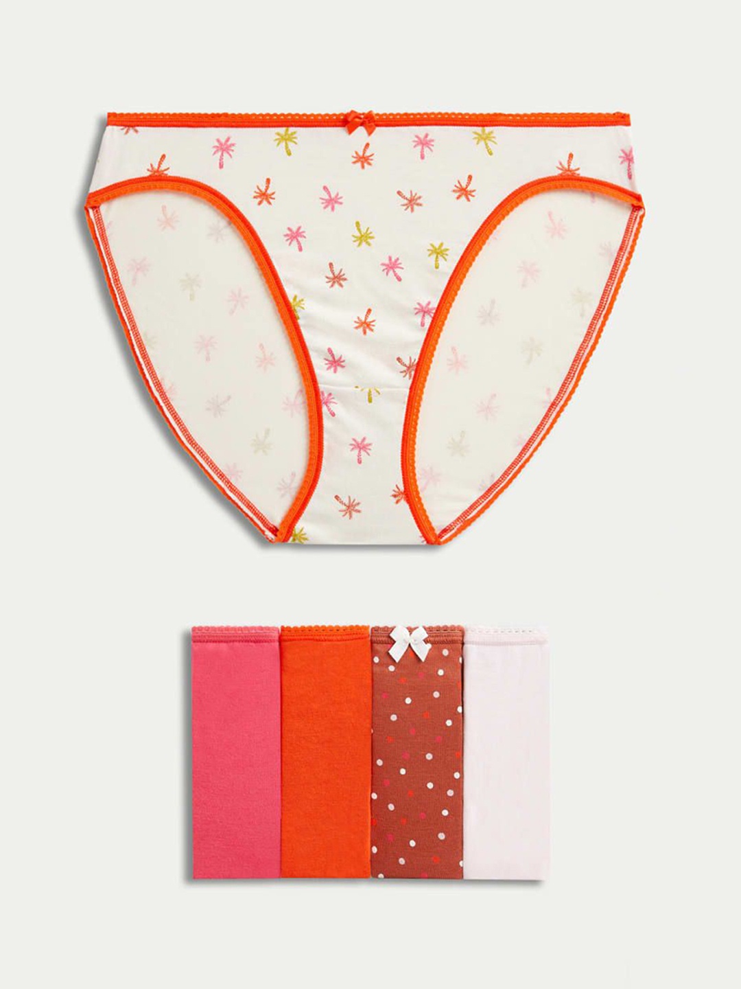 

Marks & Spencer Pack Of 5 Printed Bikini Briefs, Red