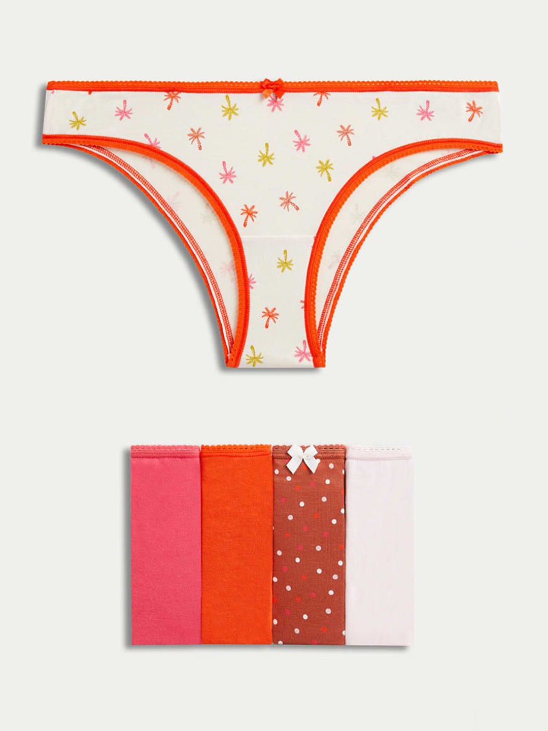 

Marks & Spencer Pack Of 5 Printed Bikini Briefs, Red