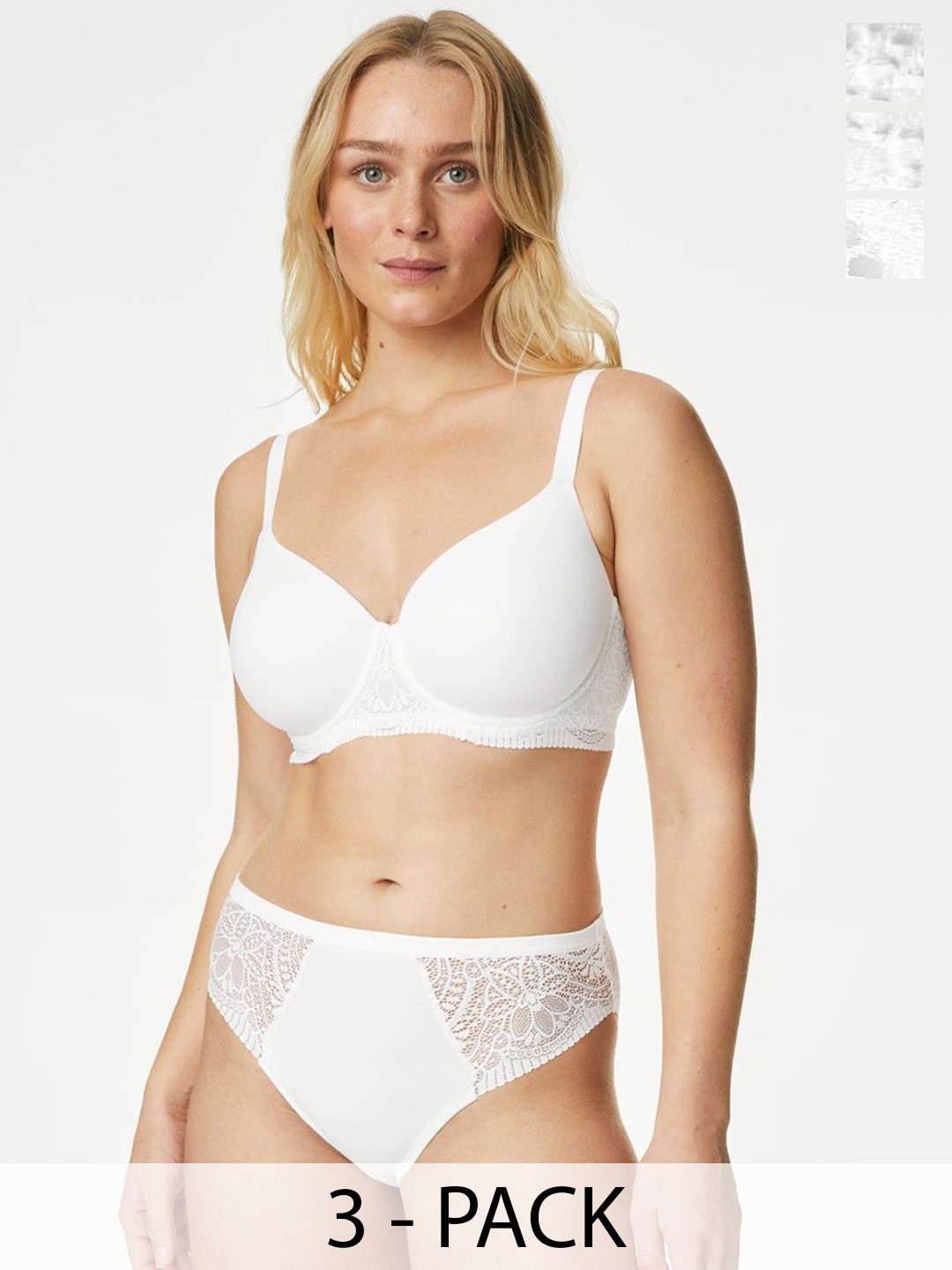 

Marks & Spencer Pack Of 3 Self-Design High-Rise Basic Briefs, White
