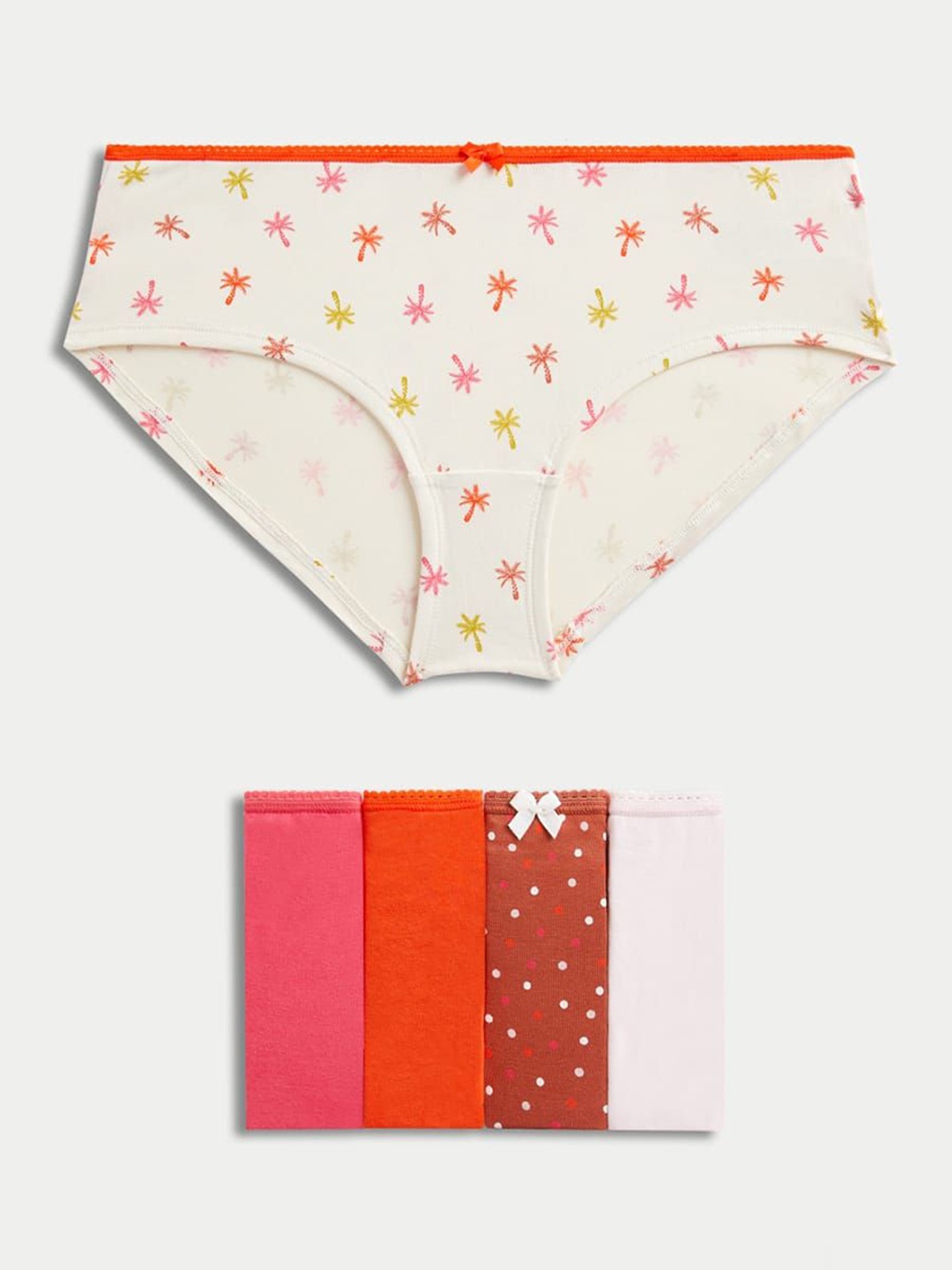 

Marks & Spencer Pack Of 5 Printed Bikini Briefs, Red