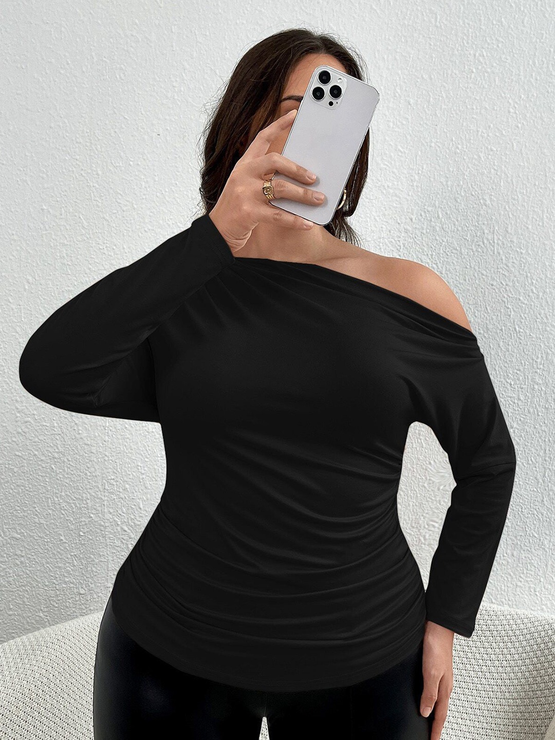 

DressBerry Curve Plus Size One Shoulder Top, Black