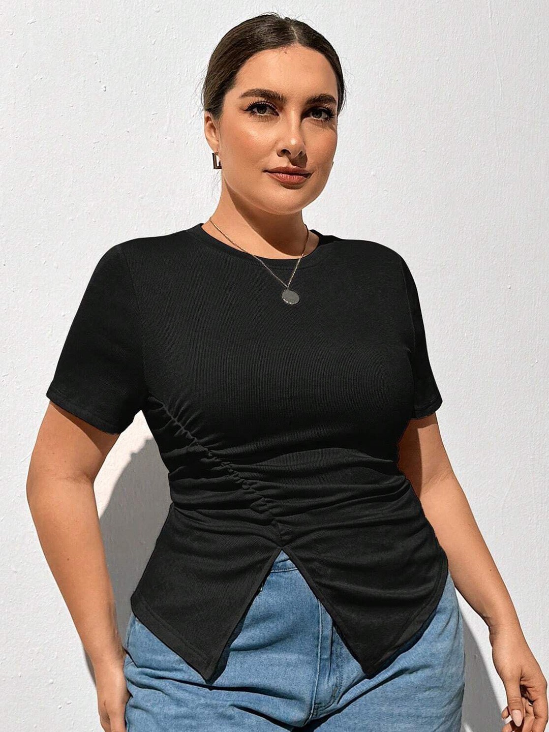

DressBerry Curve Women Round Neck Top, Black
