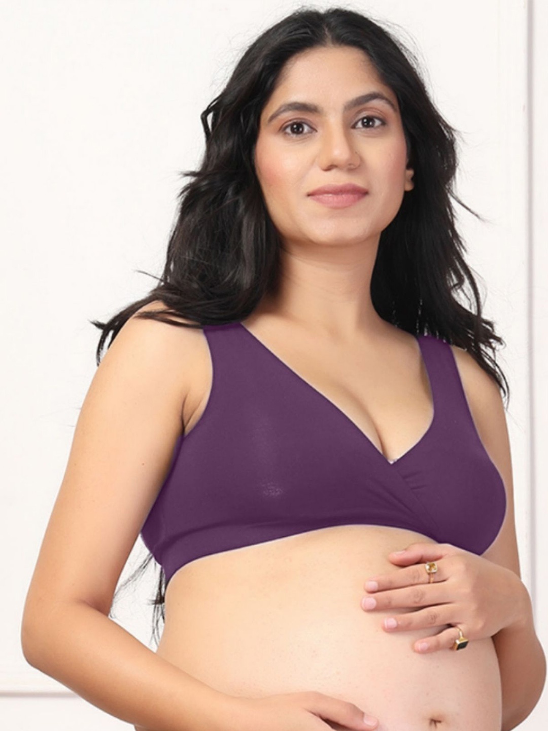 

House Of Zelena Stretchable Maternity Padded Feeding Full Coverage Bra, Purple
