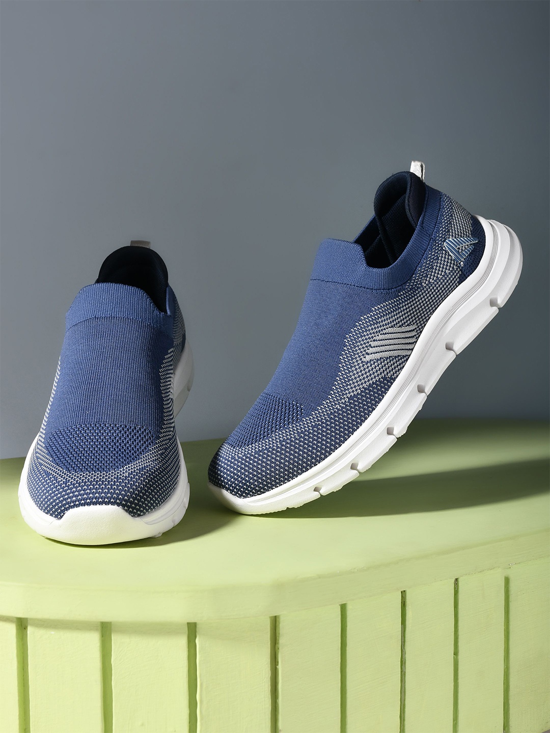 

IMPAKTO Men Textile Slip On Walking Shoes, Blue