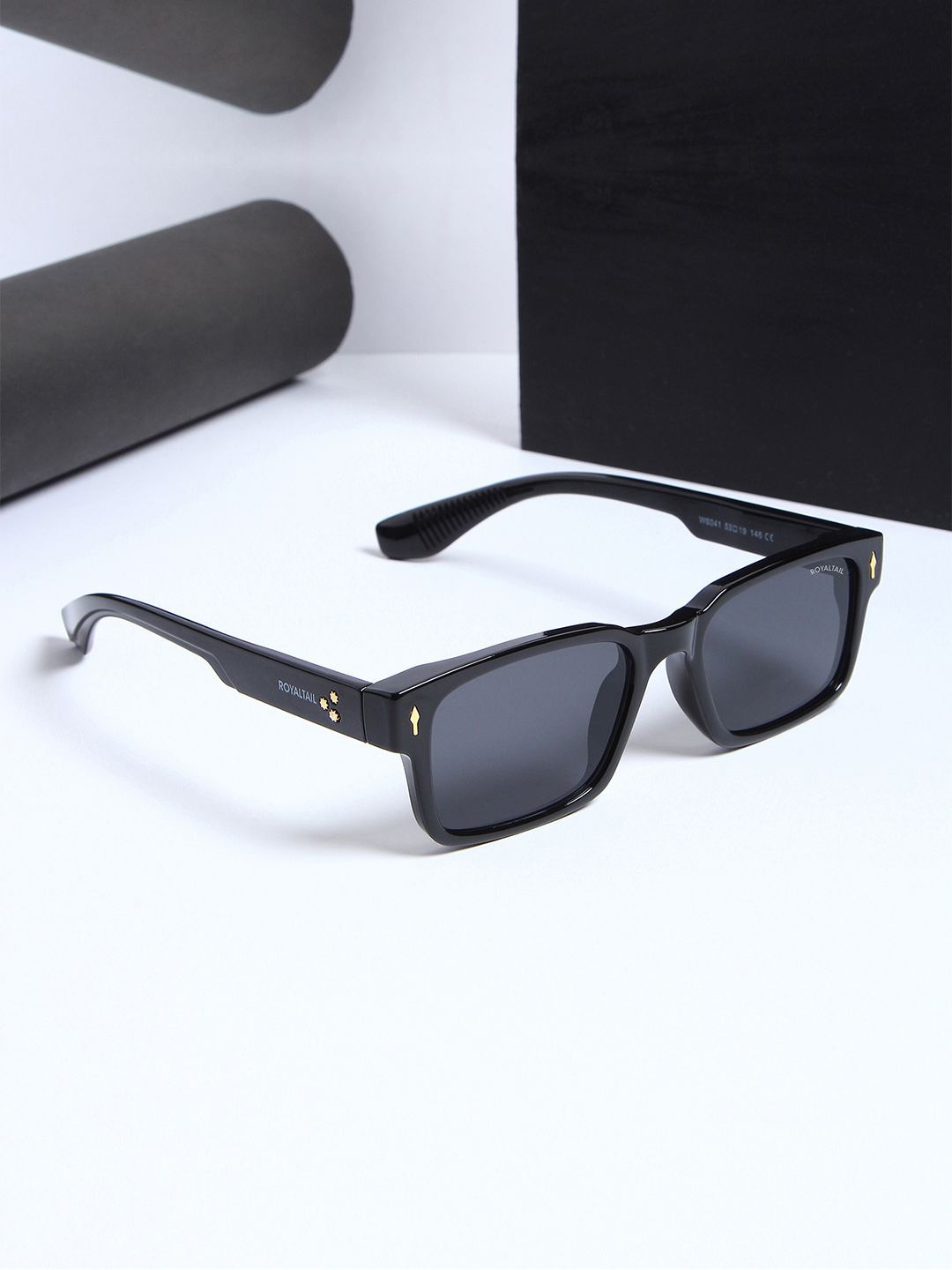 

ROYALTAIL Unisex Rectangle Sunglasses with UV Protected Lens RT-SUNG-115, Black
