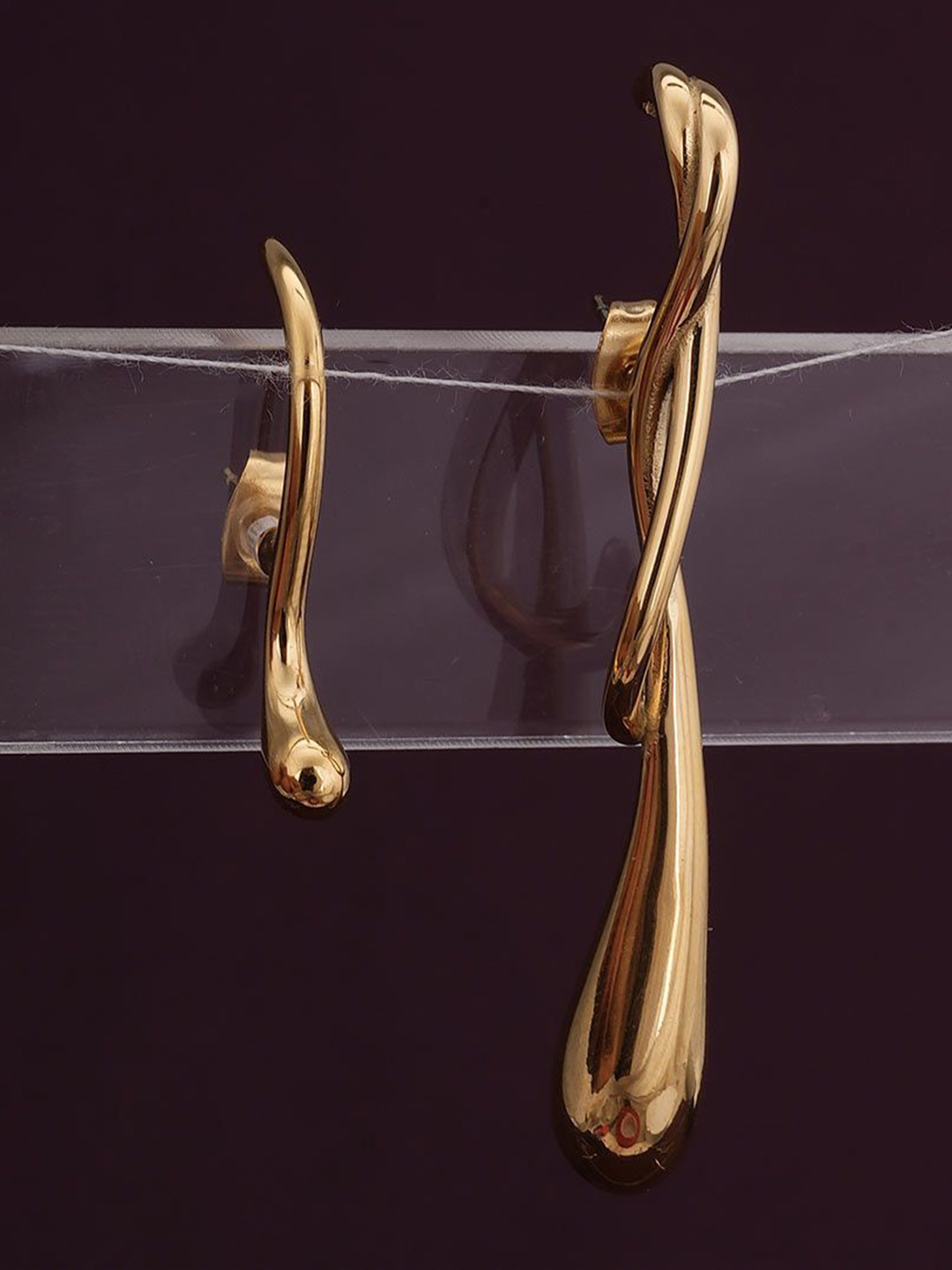 

PALMONAS Stainless Steel Gold Plated Contemporary Drop Earrings
