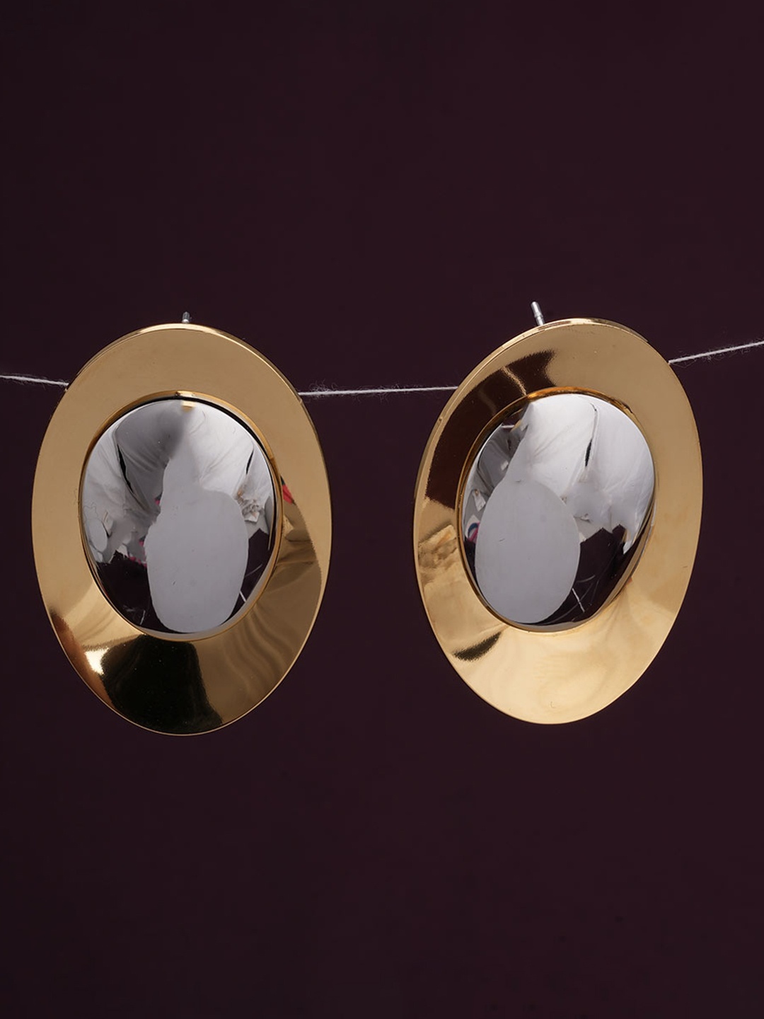 

PALMONAS Stainless Steel Gold Plated Waterproof & Anti-Tarnish Oval Round Duo Studs