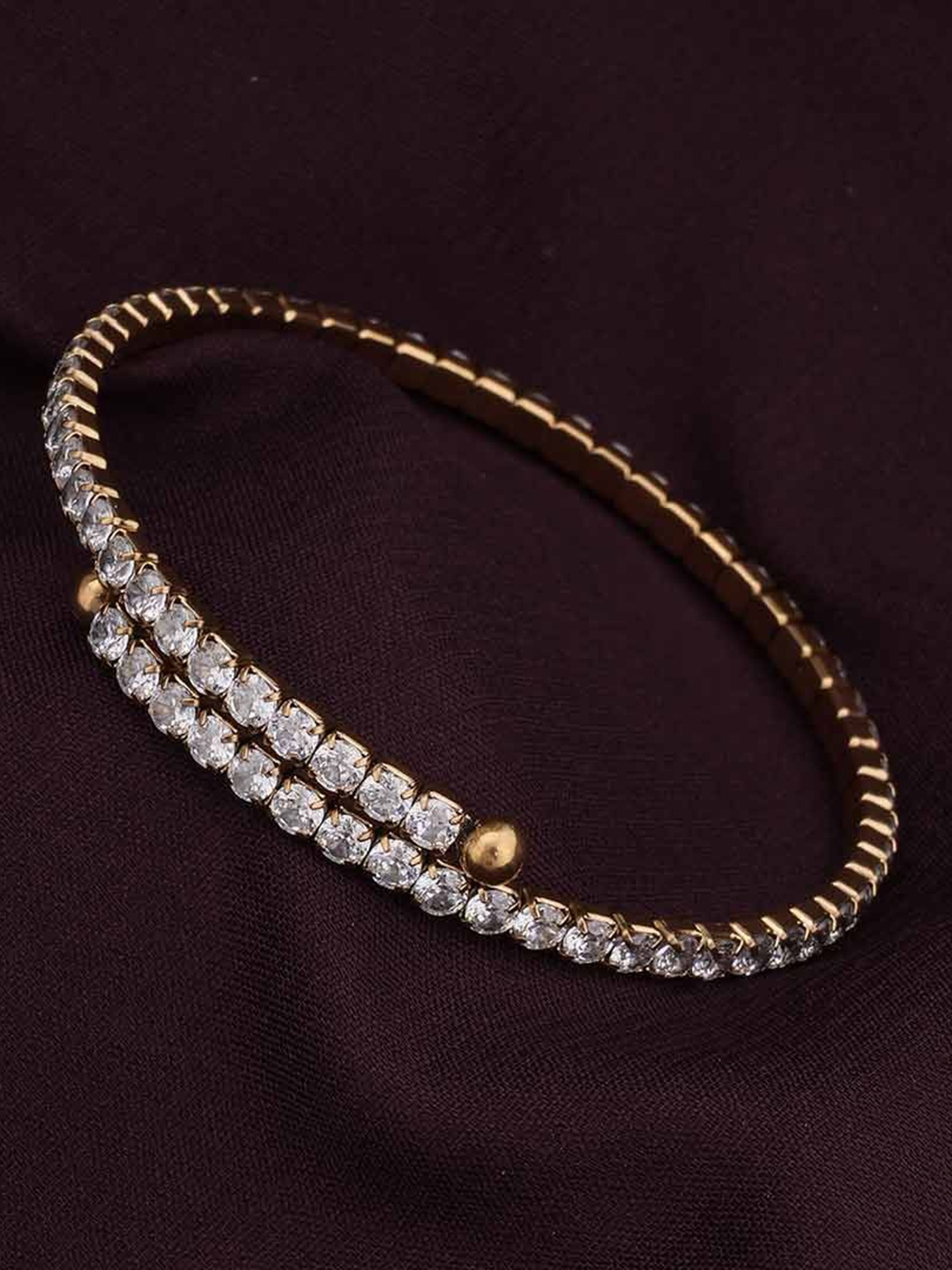 

PALMONAS Women Cubic Zirconia Gold-Plated Wraparound Bracelet