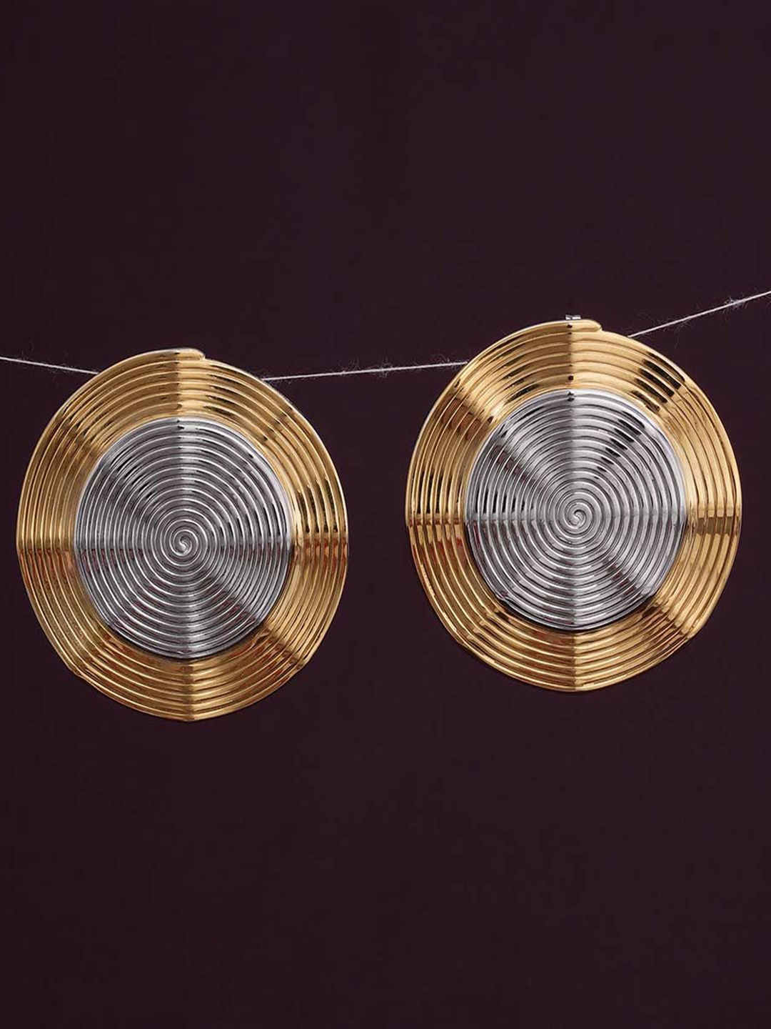 

PALMONAS Stainless Steel Gold Plated Waterproof Contemporary Circular Coils Studs