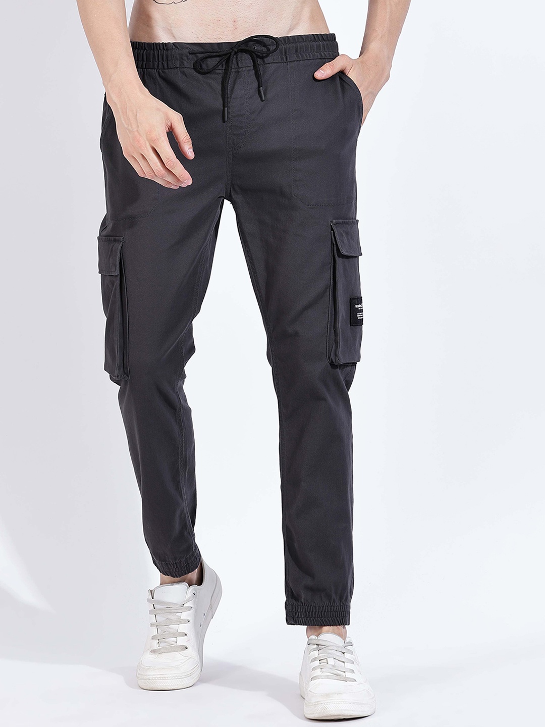 

HERE&NOW Men Slim Fit Cargo Joggers, Grey