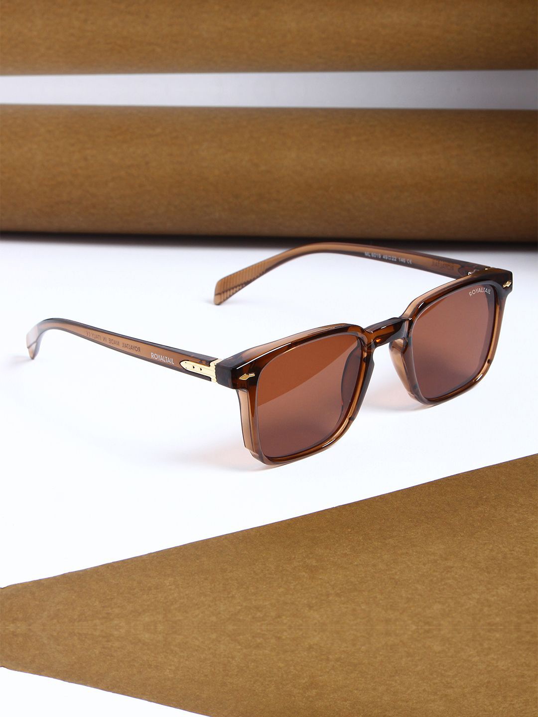 

ROYALTAIL Unisex Rectangle Sunglasses with UV Protected Lens RT-SUNG-120, Brown