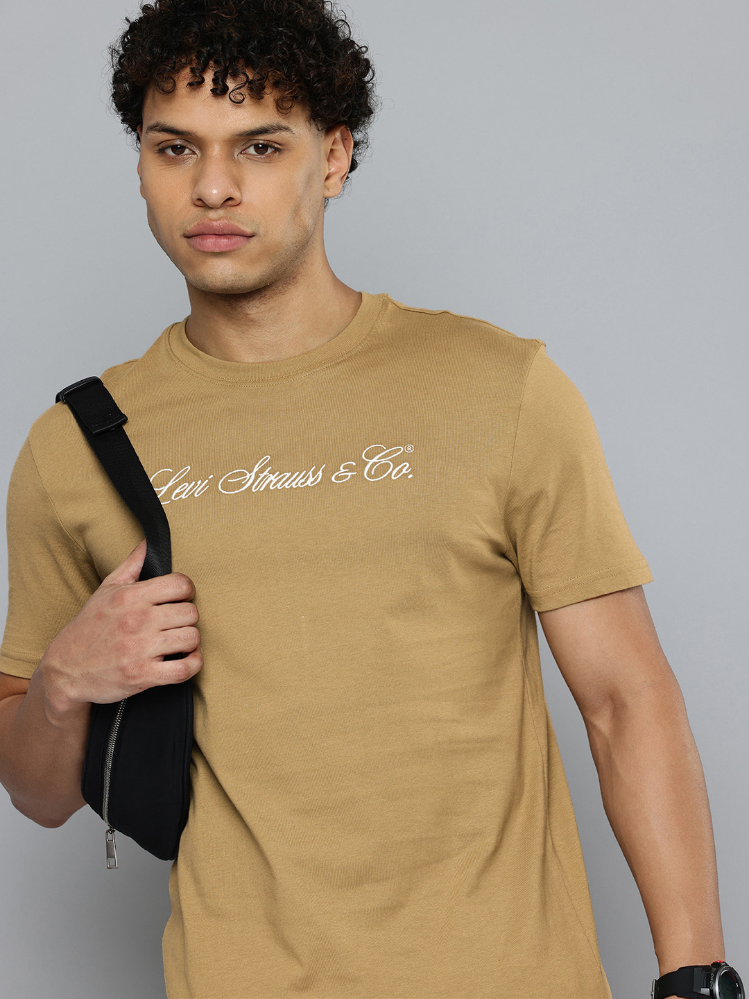 

Levis Typography Printed Pure Cotton Slim Fit T-shirt, Beige