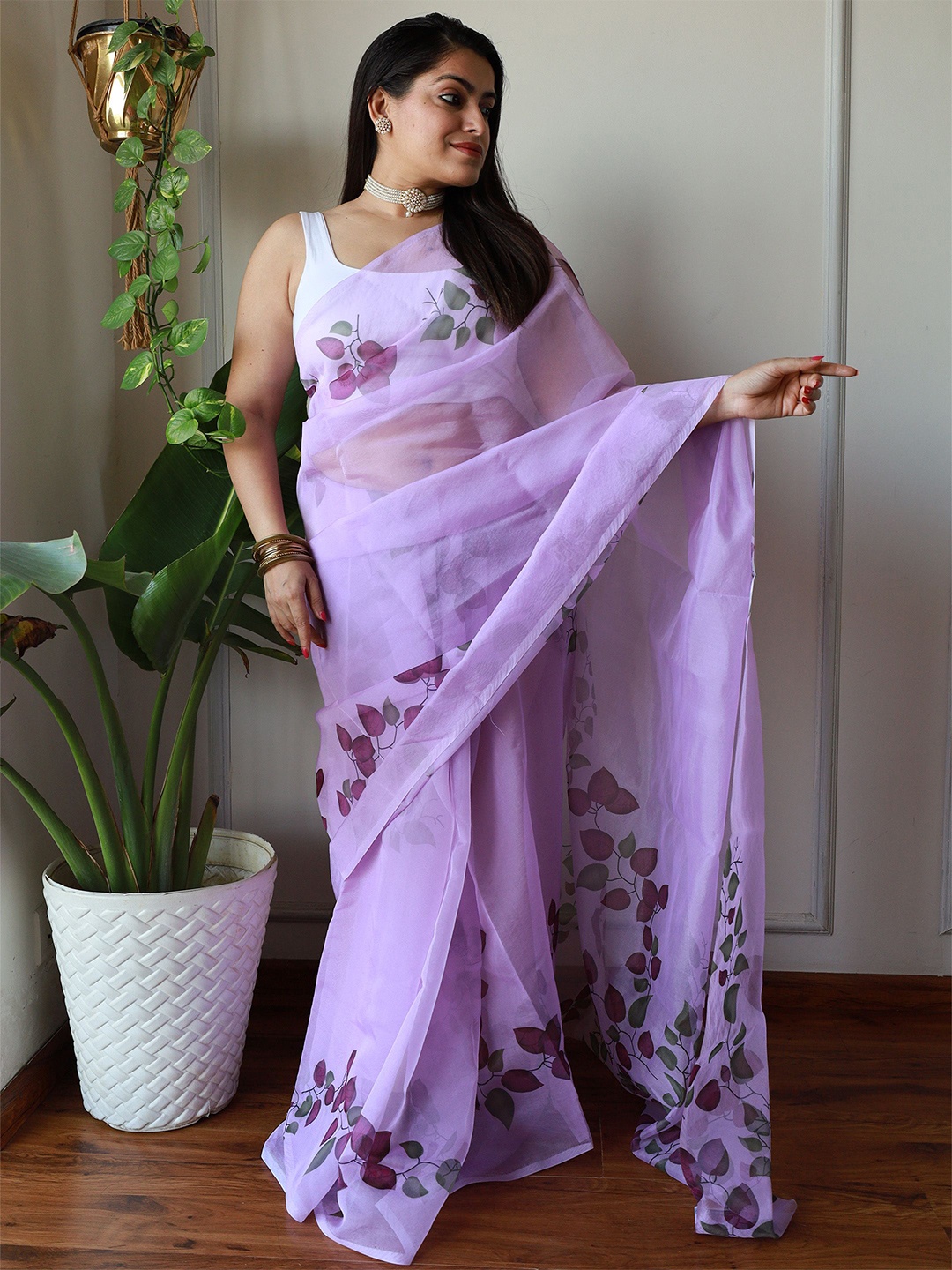 

Anouk Floral Printed Saree, Lavender