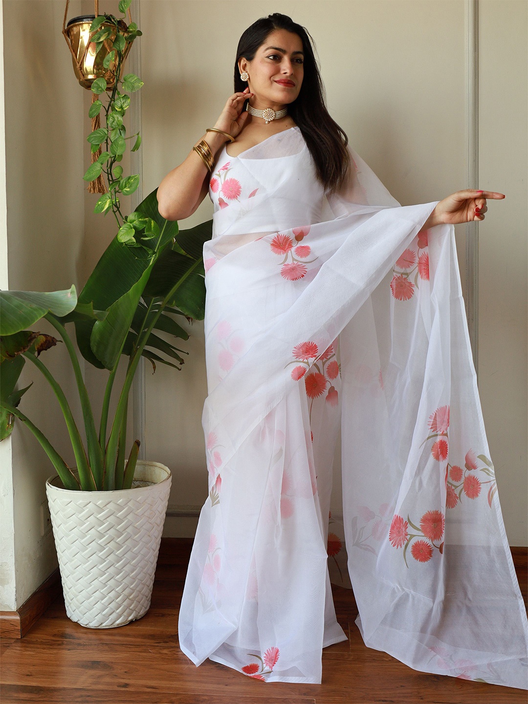 

Anouk Floral Printed Saree, White