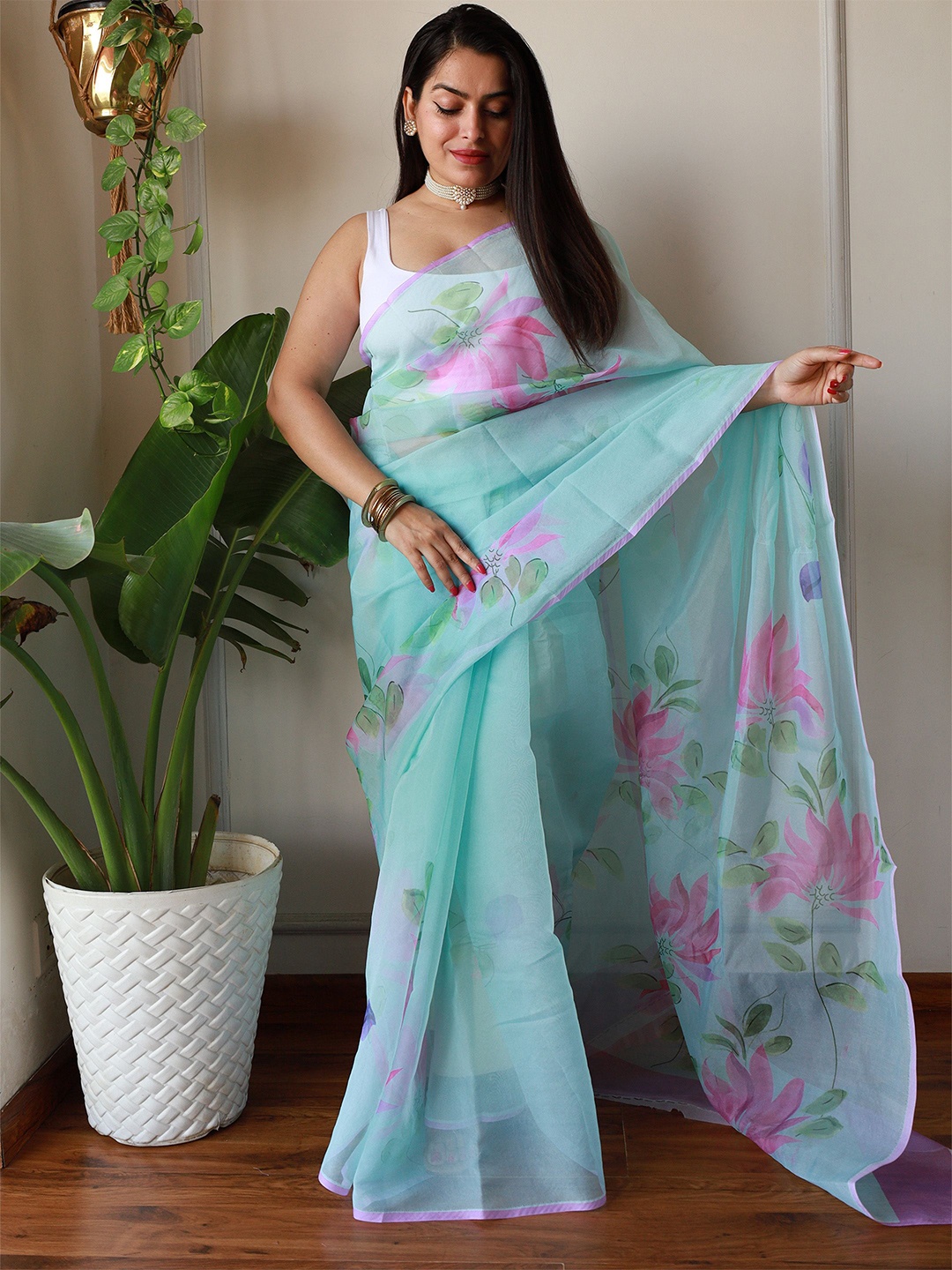 

Anouk Floral Printed Saree, Blue