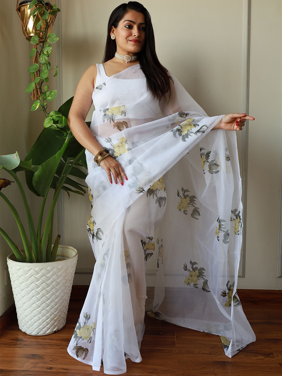 

Anouk Floral Printed Saree, White